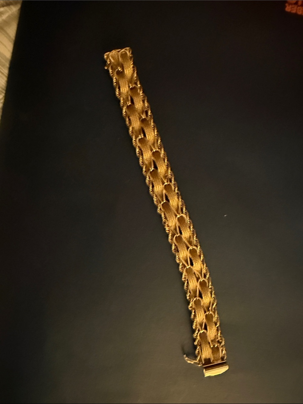 Gold Braided weaved artist designed 14 Kt Gold Statement  Bracelet